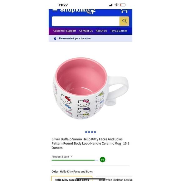 New silver buffalo Sanrio Hello Kitty Faces and bows patterned and round body lo - Picture 3 of 4